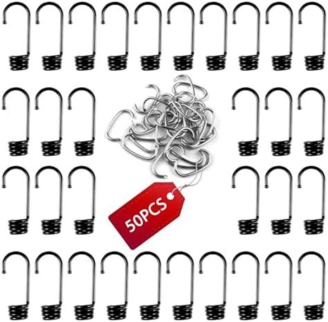 Wire Bungee Cord Hooks Shock Cord 10 Pack Black Plastic Coated