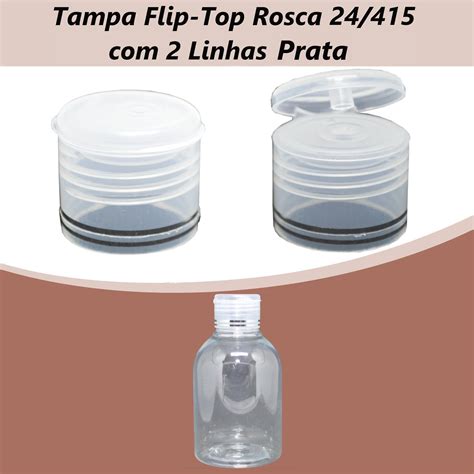 Tampa Flip-Top Rosca 24/415 Natural com 2 Linhas Prata - Irmãos Haluli