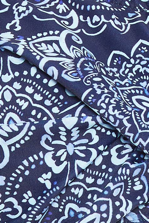 M Co Blue Tile Print Bikini Top M Co