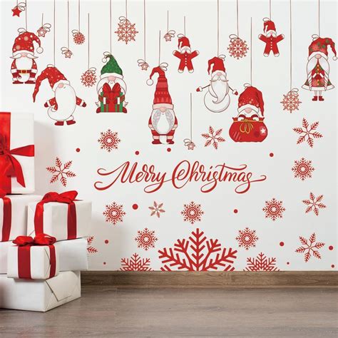 Amazon 61 02 X 48 42 Inch Christmas Gnome Wall Decals Merry