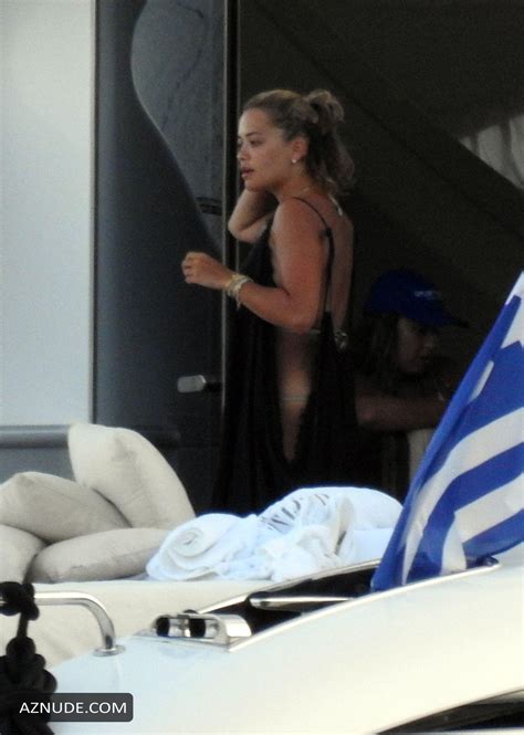 Rita Ora Seen In A Tiger Print Bikini Whilst On A Yacht In Corfu Aznude