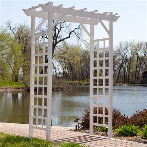 Dura Trel Ft White Vinyl Garden Pergola Arbor Perfect For Climbing