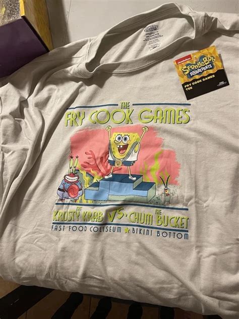 Nickelodeon Spongebob Squarepants Fry Cook Games Xl T Shirt Bikini Bottom Exc Picclick Uk