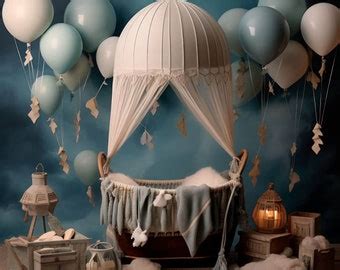Newborn Digital Backdrop Hot Air Balloon Digital Backdrop For Babies