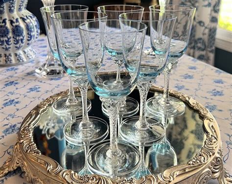 Sasaki Hawthorne Azure Crystal Stemware Set Of 6 Azure Light Blue Sasaki Wine Glasses Blue Wine