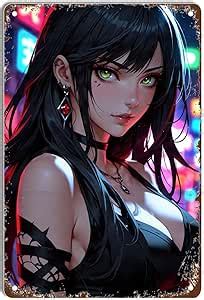 Amazon RUUHUYSA Metal Tin Sign Anime Pinup Girl Sexy Hot Women Big Boob Butt Iron Painting