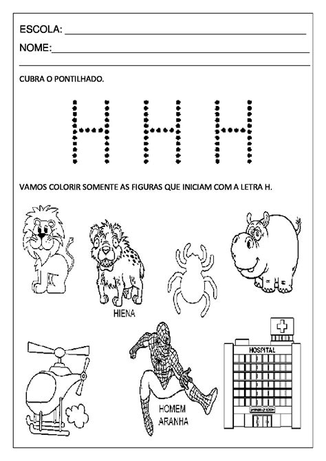 Arquivo De Atividades A Letra H Para Educa O Infantil