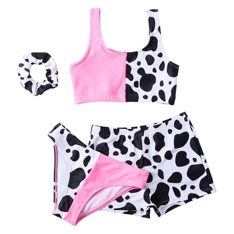Povozer Girl Bathing Suits Girls Bikini Bottoms Cow Print Swimwear Summer Piece Bikini