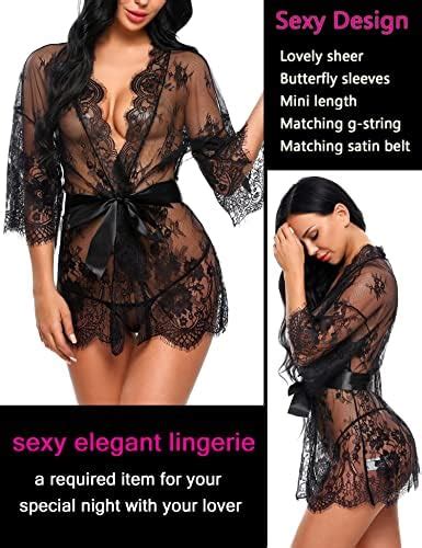 Avidlove Women S Lace Kimono Robe Babydoll Lingerie Mesh Nightgown S XL At Amazon Womens