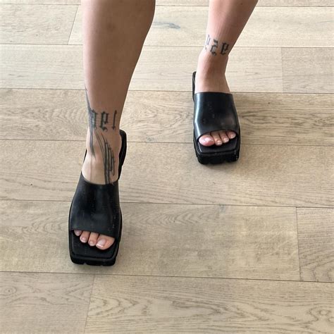 Naked Vice Black Chunky Slide Sandal Aus Size Depop