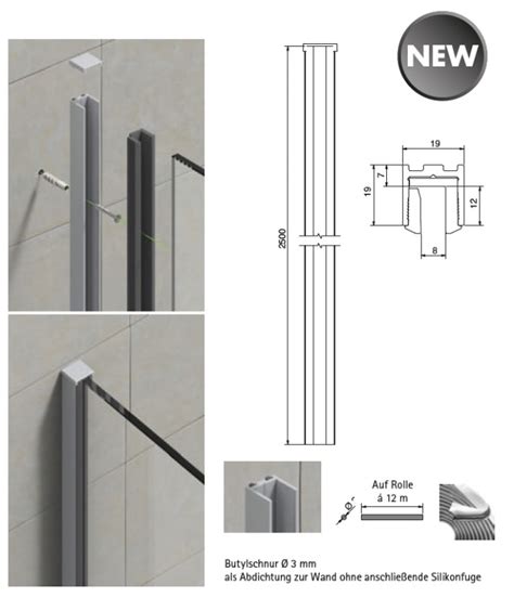 Wandanschlussprofil 8830 Duschbeschlag Beschläge von Pauli Sohn für