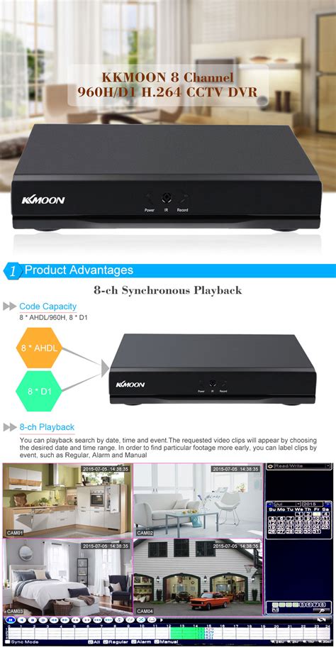 KKmoon 8 Channel 960H D1 CCTV Network DVR H.264 HDMI Video Playback ...