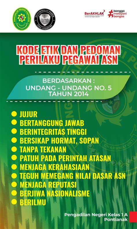 Kode Etik Dan Pedoman Perilaku ASN Pengadilan Negeri Pontianak