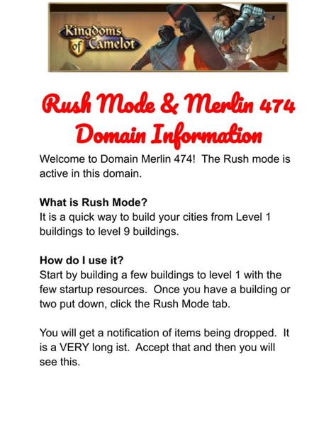 Rush Mode For Merlin Domain Pdf