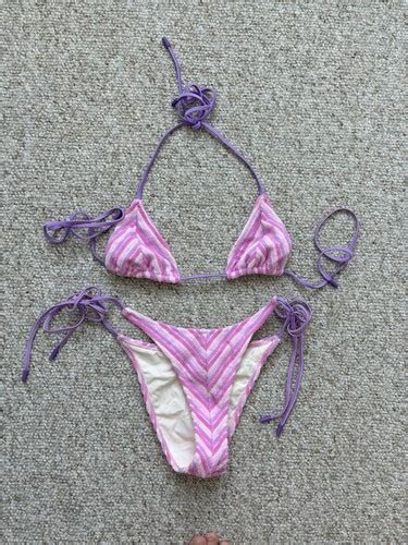 NEW WITHOUT TAG Pink Terry Cloth TRIANGL Brand String Bikini Size XS EBay