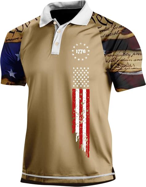 Mens Polo Collar Shirts 4th Of July Shirt Patriotic Short Sleeve