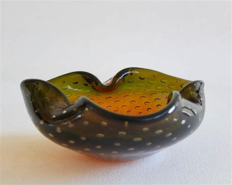 Murano Glass Controlled Bubbles Ashtray Budynek