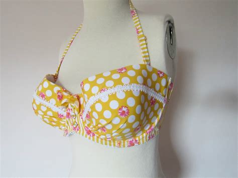 FLOOZIE FROST FRENCH YELLOW SPOT BIKINI TOP 36DD BNWOT EBay UK