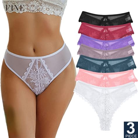 Finetoo Pcs Set Women Lace Sexy Underwear S Xl Perspective Girls Soft Lingerie Panties Femme