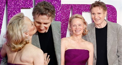 Pamela Anderson Gives Liam Neeson Kiss On The Cheek At The Naked Gun Premiere In London Liam