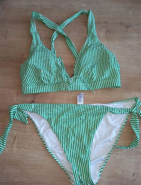 Beldona Bikini grün weiss gestreift in Gr L Kaufen auf Ricardo