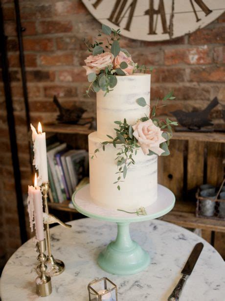 Pretty Two Tier Semi Naked Wedding Cake Pink Cocoa