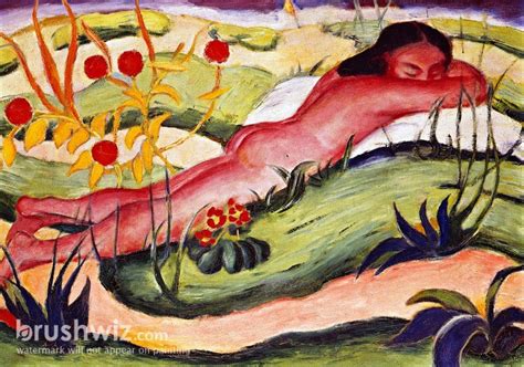 Nude Lying Among Flowers By Franz Marc Oil Painting Reproduction