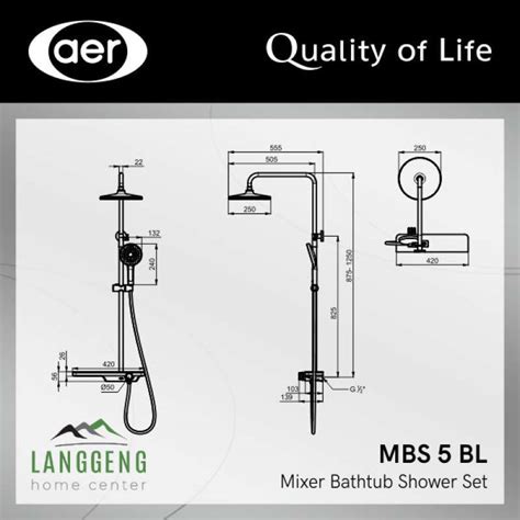 promo aer mixer bathub shower set mbs  bl shower system mbs bl