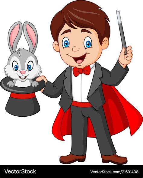 Magician Pulling Out A Rabbit From His Top Hat Vector Image