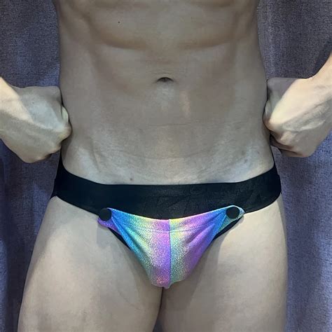Jockmail Suspensorio Sexy Para Hombre Ropa Interior Gay Tanga Arco Ris Extra Ble Reflectante