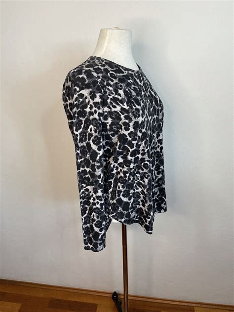 Witchery Leopard Animal Print Long Sleeve Top Xs Blac Gem