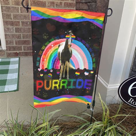 Purride Hourse Flag LGBT Gay Lesbian Pride Flag Rainbow Sunglasses LGBTQ Garden Flag Hourse