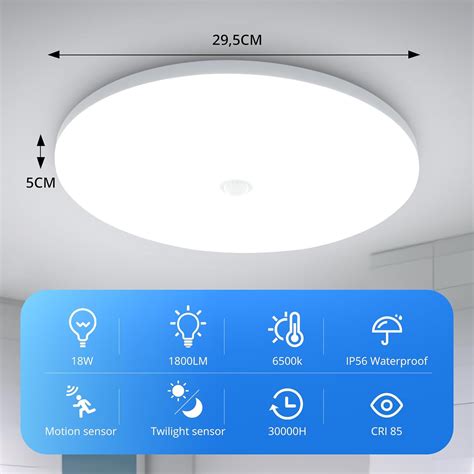 W Ceiling Light With Motion And Twilight Sensor Lm Cm