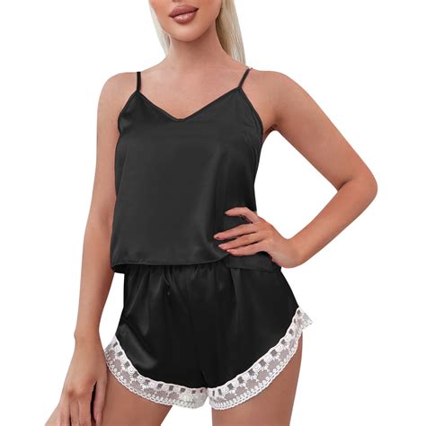 Ramiter Silk Pajamas For Women Silk Pajamas Set For Women Satin Backless Lingerie Pjs Cami Top