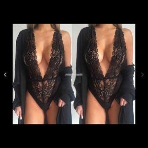 Intimates Sleepwear Sexy Black Lace Bodysuit Lingerie Sleepwear Med Poshmark