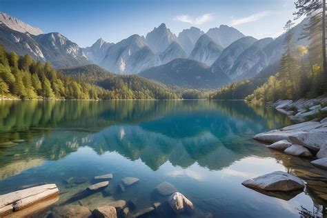 Le Lac Jasna Avec De Beaux Reflets Des Montagnes Parc National Du