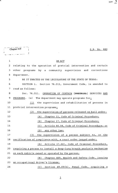82nd Texas Legisture, Regular Session, Senate Bill 880, Chapter 419