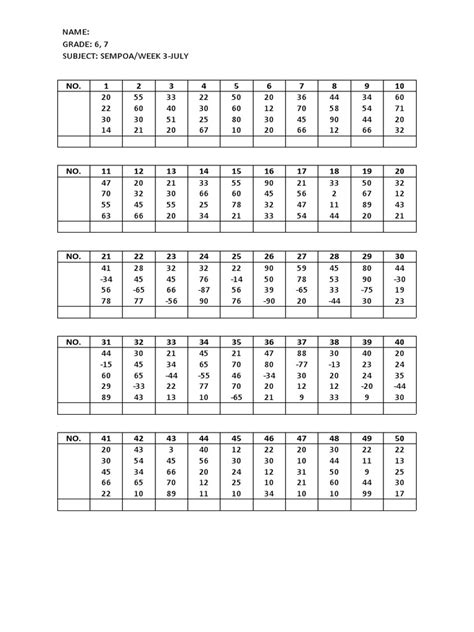 Soal Sempoa Grade 6,7, Month 7-10 | PDF