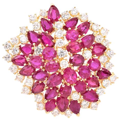 Pink Sapphire And Diamond Brooch At 1stdibs