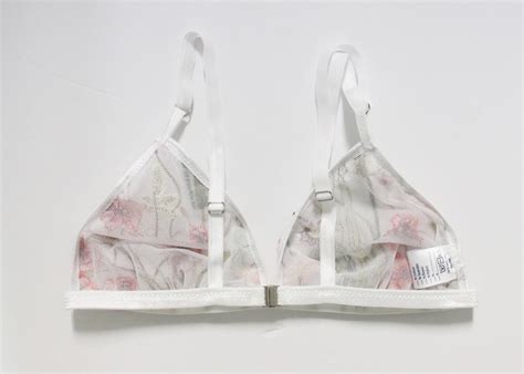 Embroidered Floral Lingerie Set Triangle Bra White Bralette Etsy