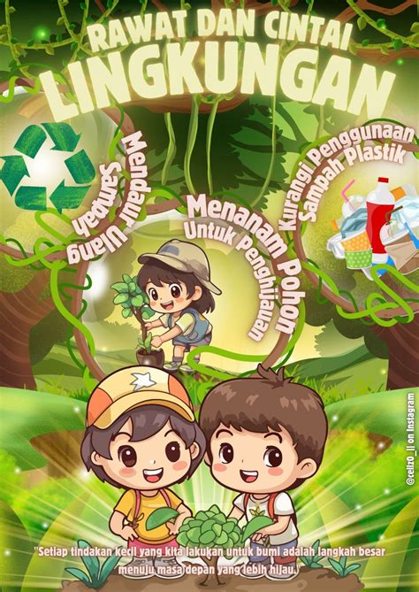 poster kebersihan lingkungan ilustratif template canva