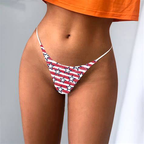 4th Of July Womens Seamless Sexy Underwear Women S Independence Day Printed Panties Thong Color