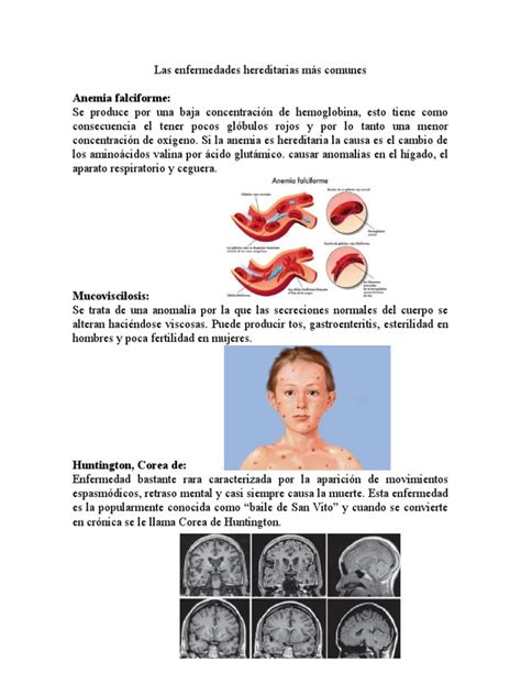 Las Enfermedades Hereditarias Más Comunes Pdf Mutación Anemia