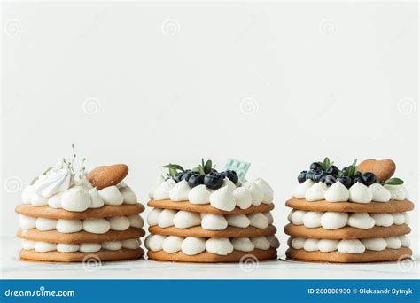Layered Naked Cakes With Cream Cheese Filling Decorated With Blueberries On Top Birthday