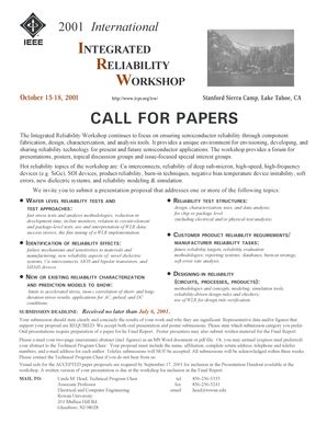 Fillable Online Thierry Lequeu 2001 Irw Call For Papers Thierry