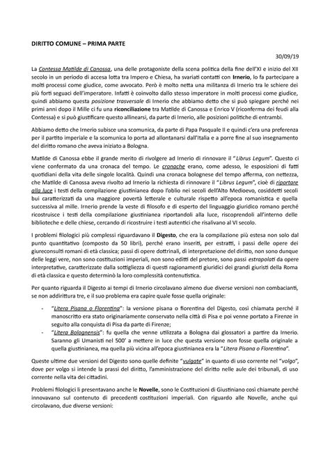 Diritto Comune Prima Parte DIRITTO COMUNE PRIMA PARTE 30 09 La