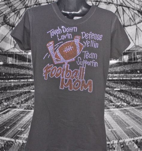 Football Mom Big Bling Rhinestone T Shirt By Theteeshirtmakers