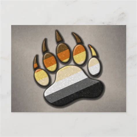 Gay Bear Pride Flag Colored Paw Symbol Postcard Zazzle