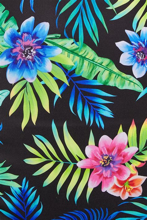 Yours Plus Size Black Tropical Floral Print High Waisted Bikini Briefs Yours Clothing