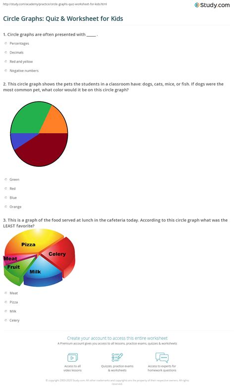 Circle Graphs Quiz And Worksheet For Kids